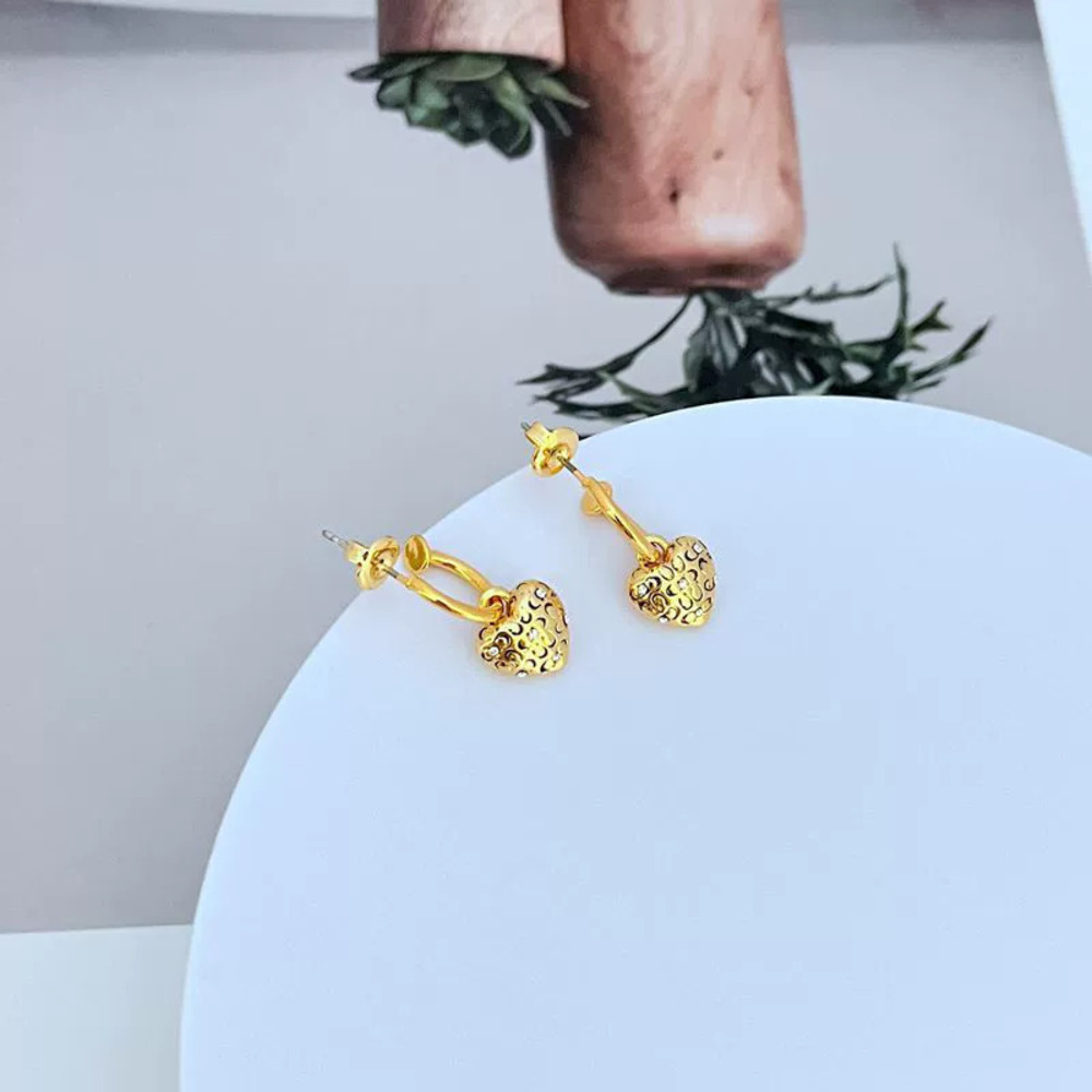 Coach Heart Inlaid Rhinestone Earrings - Picture 4 of 6